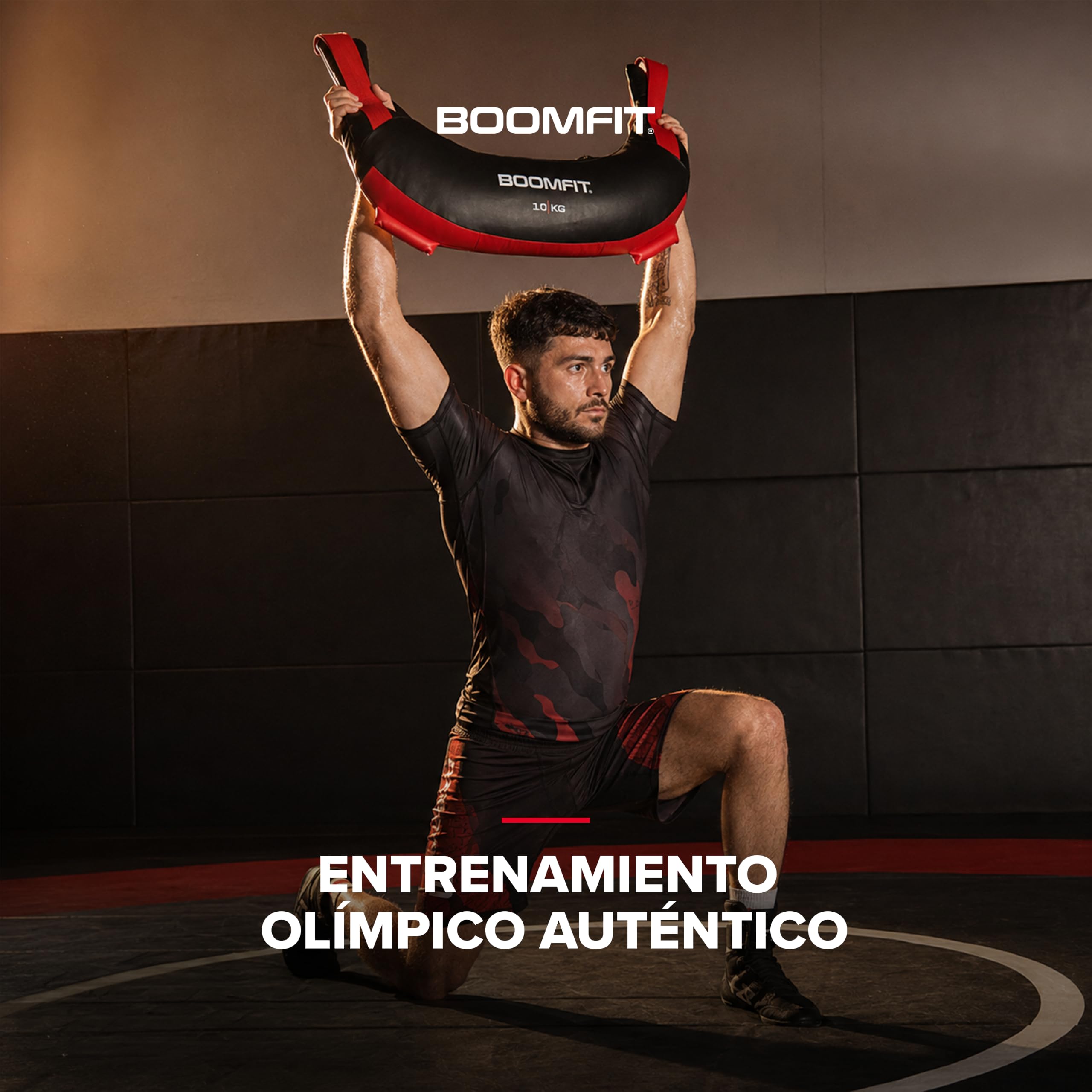 BOOMFIT Saco Búlgaro Bulgarian Bag Forma Herradura 4 Asas Crossfit 5-20 kg | Para Spins, Halos, Around the World, Bear Hug y Snatch rotacional | Trabaja core, hombros, trapecios y agarre con torsión