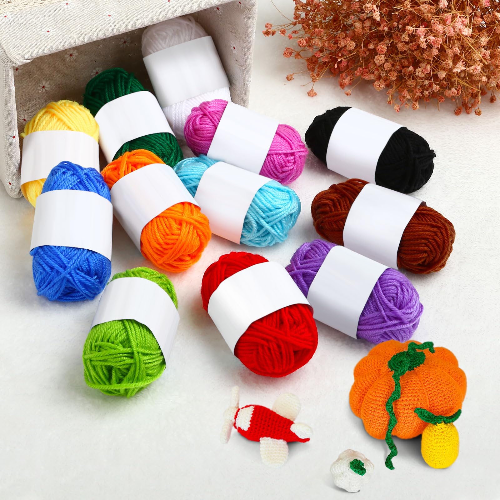 12 Pack Crochet Yarns Knitting Yarn Acrylic Wool Crochet Yarn Soft Yarn Skeins Assorted Starter for Crocheting and Knitting Craft Project 15g - Image 3