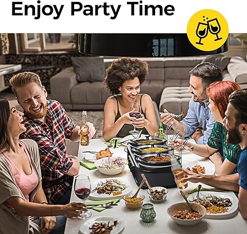 Miniatura 7 de Sunvivi Olla de cocción lenta triple con 3 cucharas, 3 ollas de cocción lenta para bufé, mini olla de cocción lenta para salsas, tapa de vidrio apta