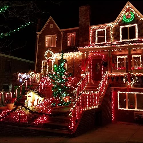 Miniatura 8 de QITONG Paquete de 4 luces solares rojas, cada cadena de 100 luces LED de 33 pies para exteriores, impermeable, 8 modos de cable plateado, luces