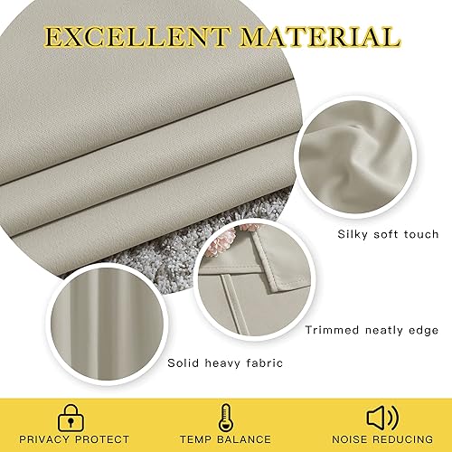 Miniatura 5 de NICETOWN Cortina opaca para dormitorio de 95 pulgadas de largo, con aislamiento térmico, ojales sólidos, reducción de sonido, para sala de estar,