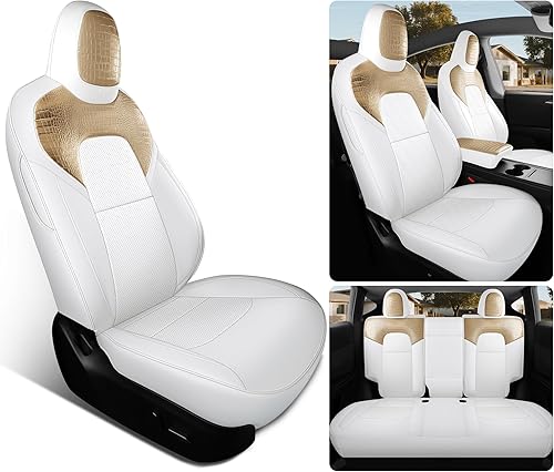 Miniatura 16 de Fundas de asiento para Tesla Modelo Y, funda de asiento de coche de Tesla, 12 piezas, impermeable, de piel de napa, totalmente envuelta