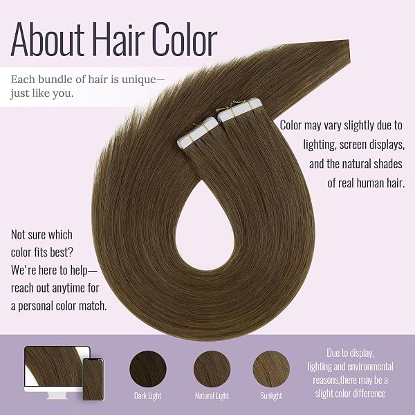 Fshine Extension Biadesive Capelli Veri 35 cm 20 pcs Extension Capelli Veri Biadesivo Lisci Umani 50 g Castano Medio Brasiliani Remy Tape in Hair Extensions Colore 4 - 2