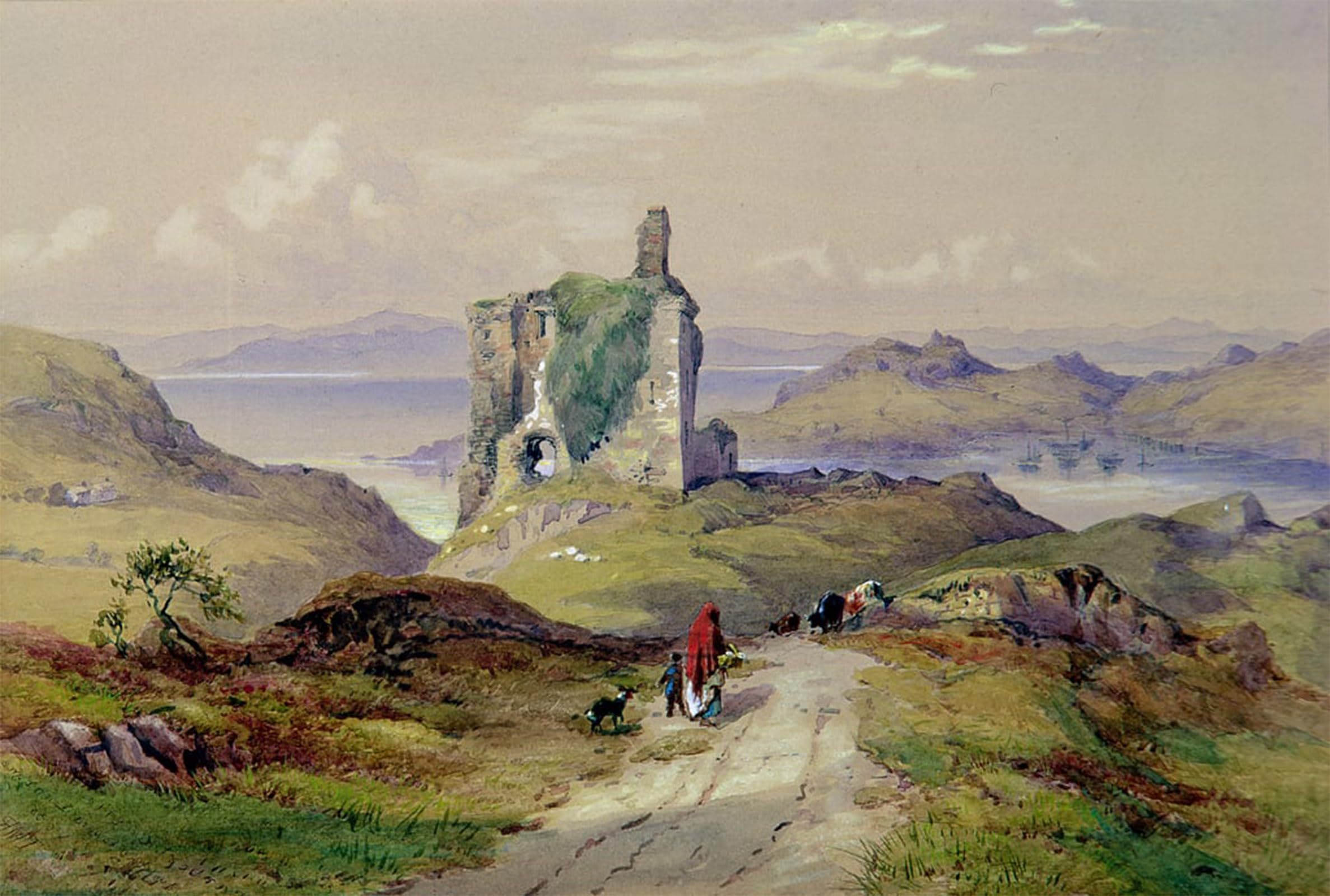 POSTERIIk Vintage Print Pop Art Landscape Artwork Tarbert Castle Loch Fyne by Miles Richardson Art Prints for Office Home Decor 60x90cm