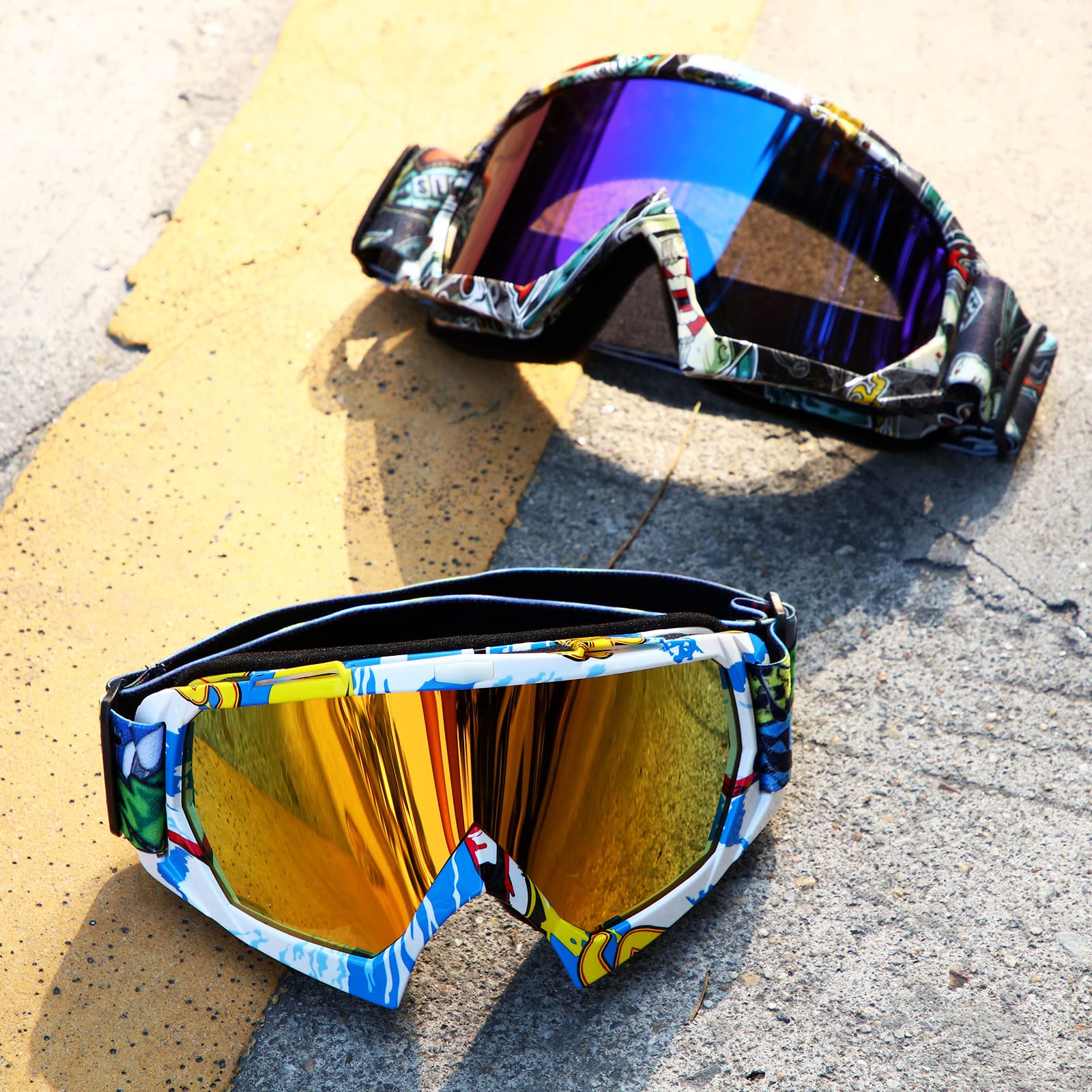 ATV-Schutzbrille für Erwachsene, Dirt-Bike-Schutzbrille, Anti-Beschlag, Motorrad, Ski, Motocross-Brille für Männer und Frauen, Reiten, Rennen, 2 Stück (klassisch)