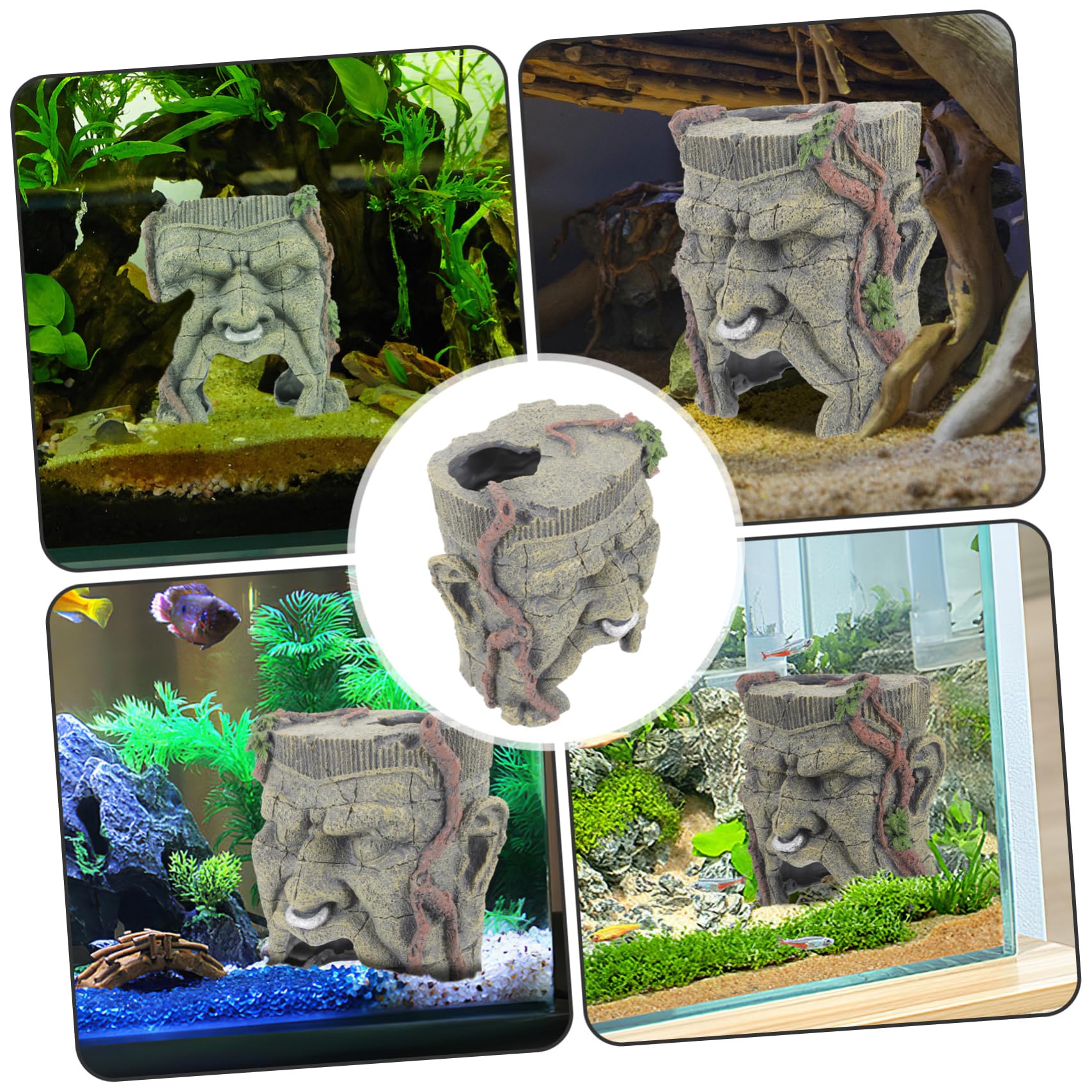 Happyyami 4 Piezas Paisajismo De Peceras Escondite Piel De Pescado Hamaca De Lagarto Piel De Roca De Reptil Adorno De Cueva De Reptiles Recinto De Tarántula Decoración De Reptiles Resina