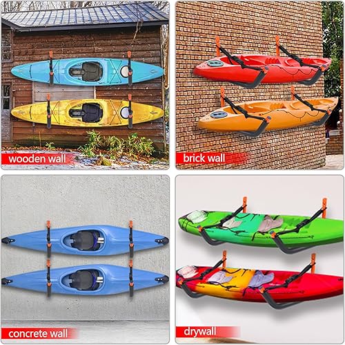Miniatura 4 de Estante de almacenamiento de kayak, soporte de pared para kayak, soporte de pared para colgar canoa, tabla de surf, tabla de remo, escaleras,