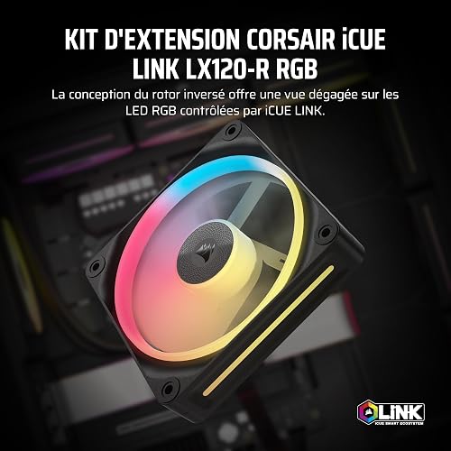 Corsair iCUE LINK LX120-R RGB 120mm PWM Reverse Fan – Single Fan – Low-Noise, Magnetic Dome Bearing, Dual Light Loops, QuikTurn™ Screws, Zero RPM Mode – Black - 2