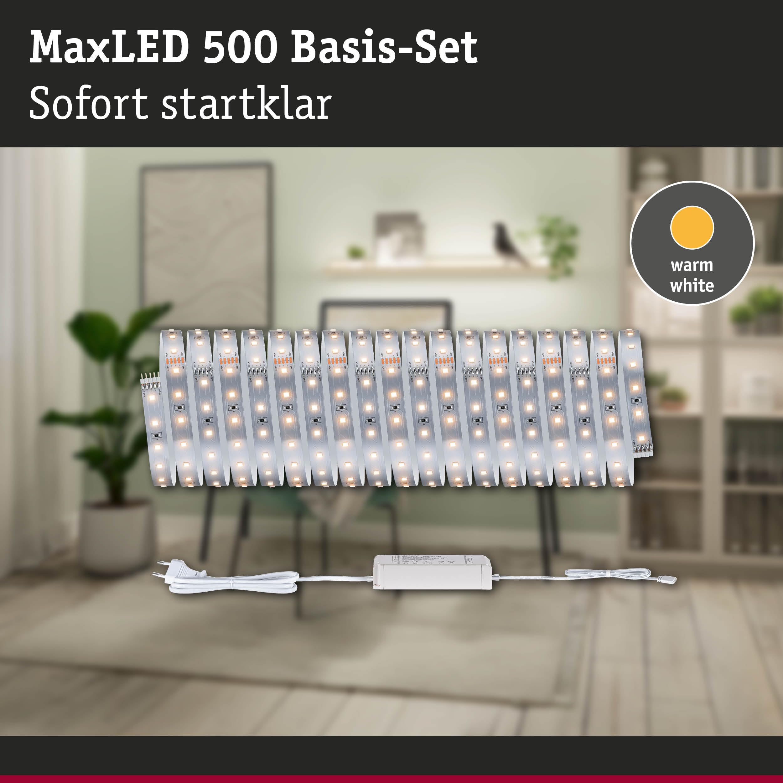 Paulmann MaxLED 500 LED Strip Basisset 10m Warmweiß 28W 550lm/m 2700K 40VA 71229
