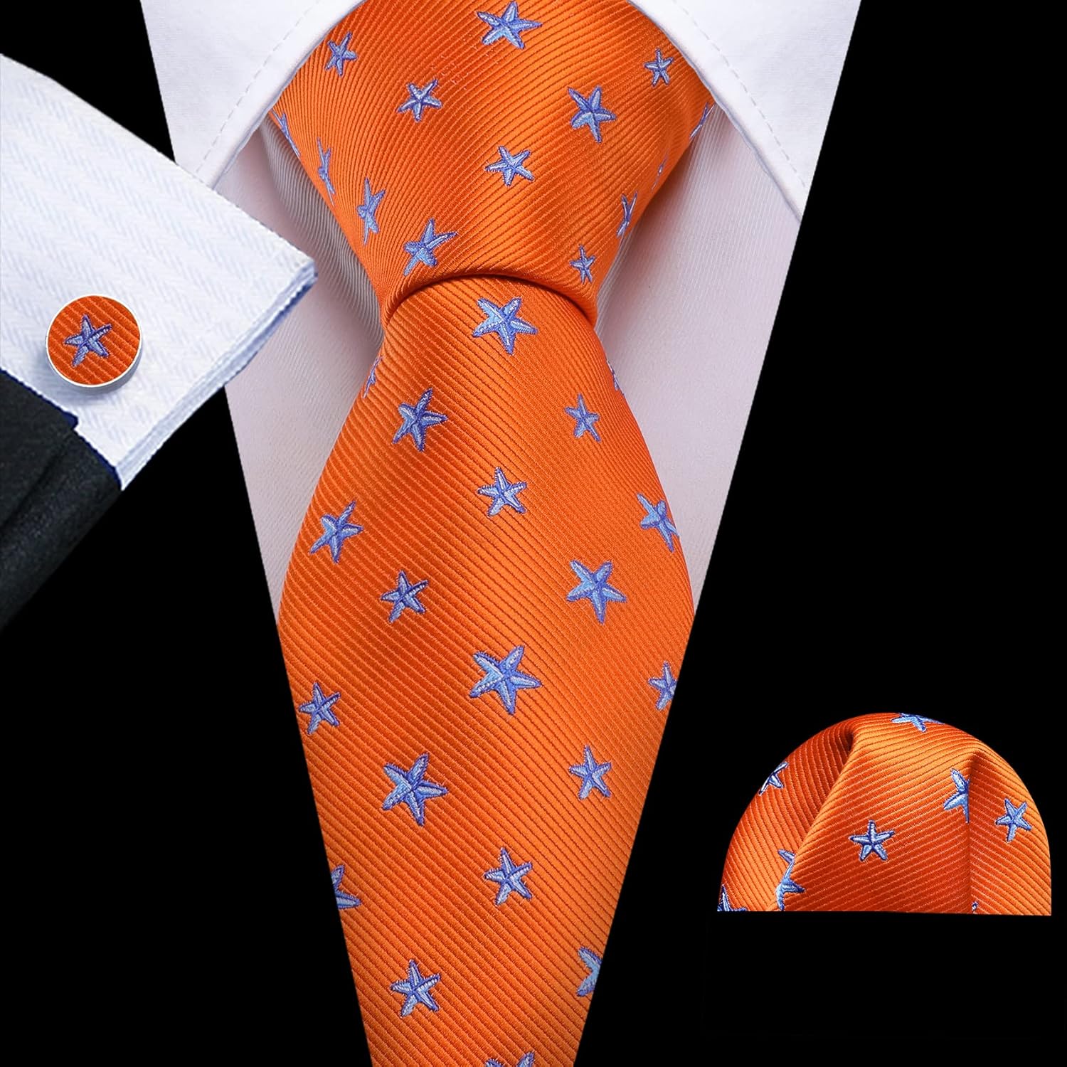 Barry.Wang Fun Animal Ties for Men Designer Handkerchief Cufflink WOVEN Casual Necktie Set Festival - Image 4