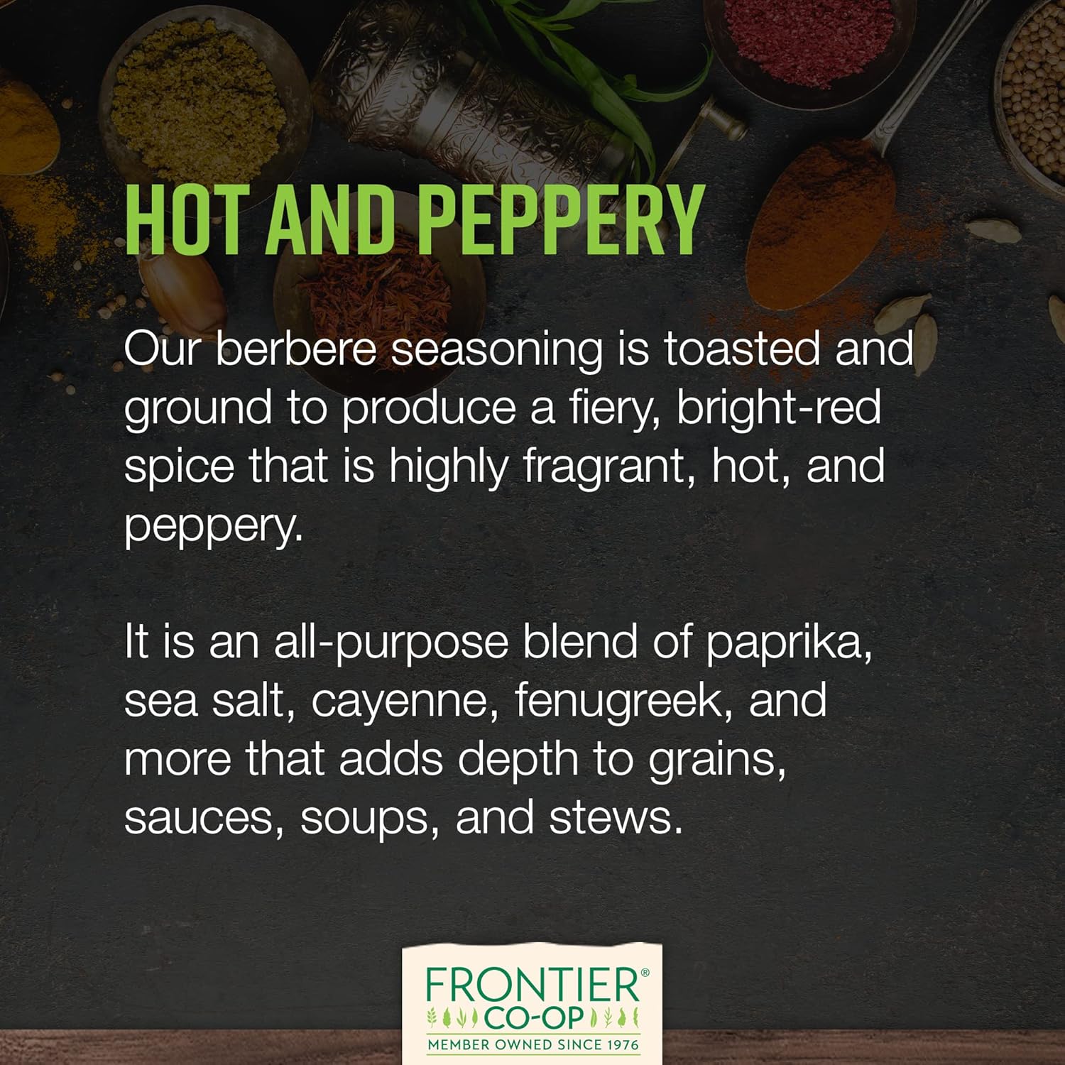 Frontier Co-op Berbere Seasoning, 1lb Bulk Bag, Organic & Natural Berbere Spice Blend - Premium Spicy Seasoning for Ethiopian Food & More, Kosher