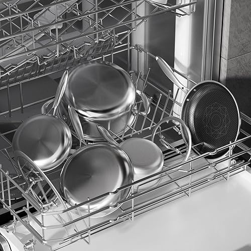 Miniatura 8 de COOKER KING Juego de utensilios de cocina de acero inoxidable, juego de ollas y sartenes antiadherentes, utensilios de cocina de cerámica híbrida,