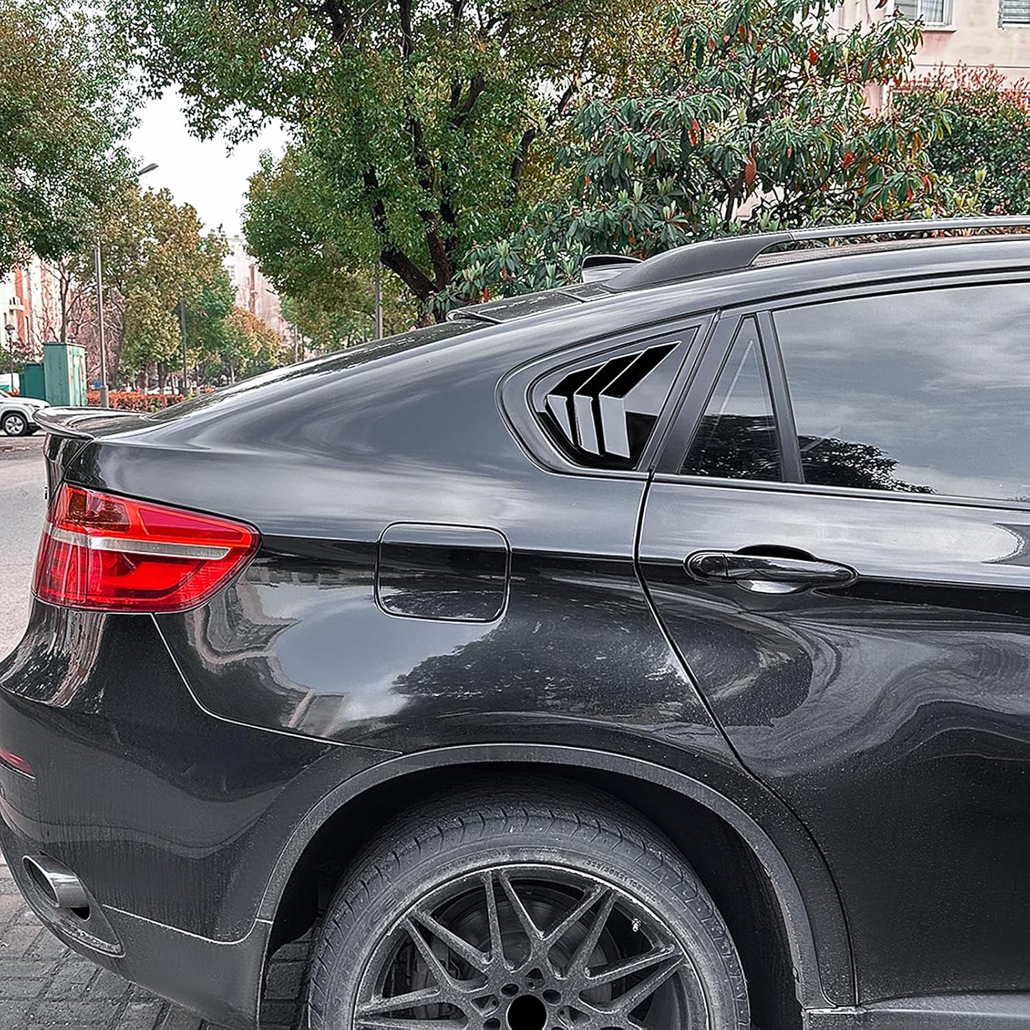 Car Rear Side Window Louver Shutter Trim For BMW X6 E71 E72 2008-2014 2012 Black