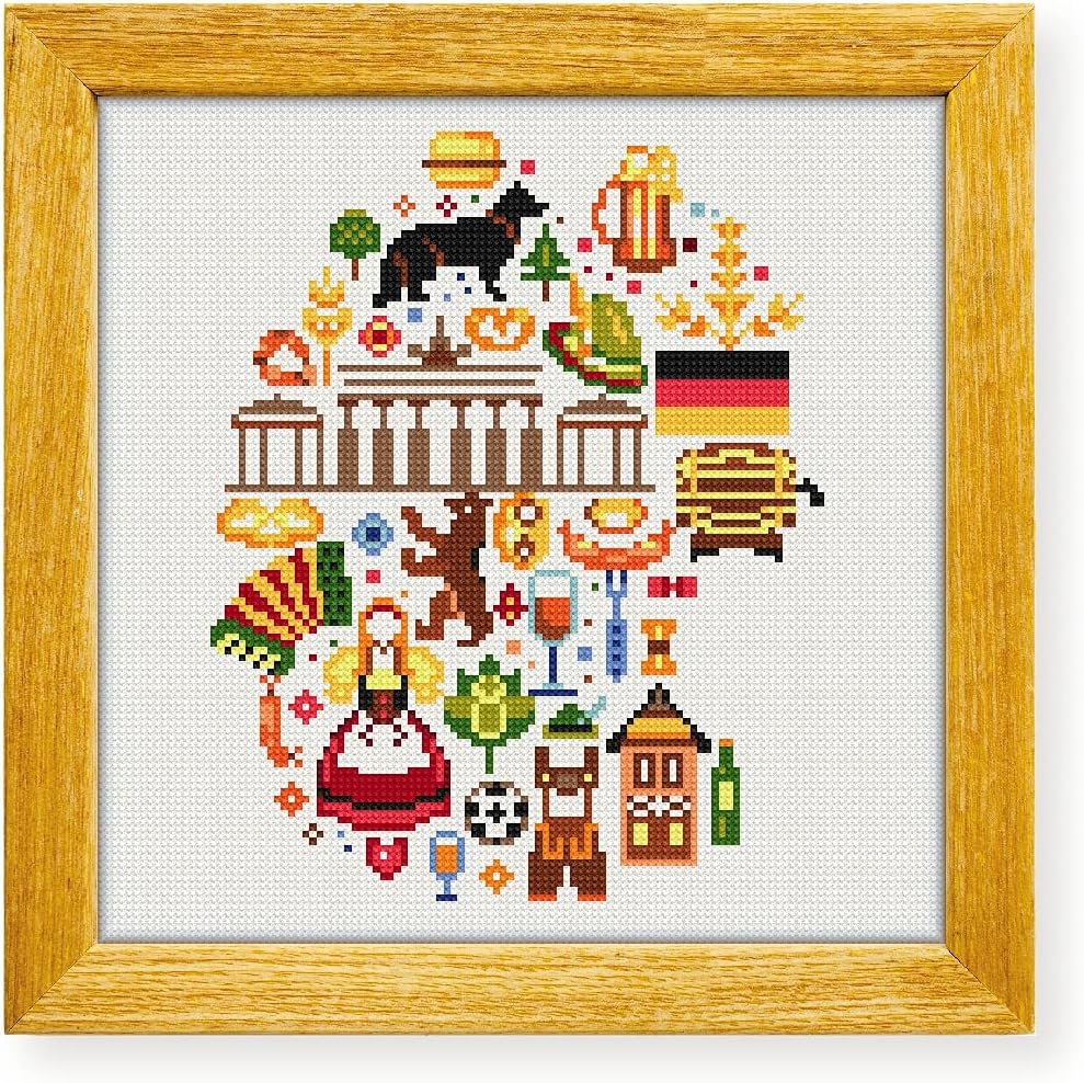 Awesome Pattern Studio Germany in Icons DS844, Diamond Painting Kit, Diamond Art Kits for Adults, Full Drill 5D Diamond Dots Kits. All Items Included.