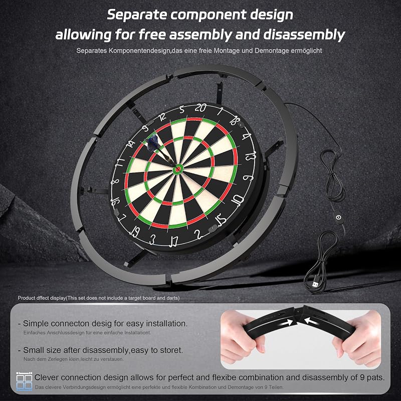 Sistem de iluminat LED 360° CyeeLife pentru ținte de darts cu vârf de oțel, negru