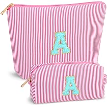 Easter Basket Gifts for Kids Teen Girls Women - Initial Makeup Bag - 2PCS Purple Cosmetic Bag Travel Bags - 11 12 13 14 15 16 Years Old Teen Girl Gifts Trendy Stuff Teacher Gift