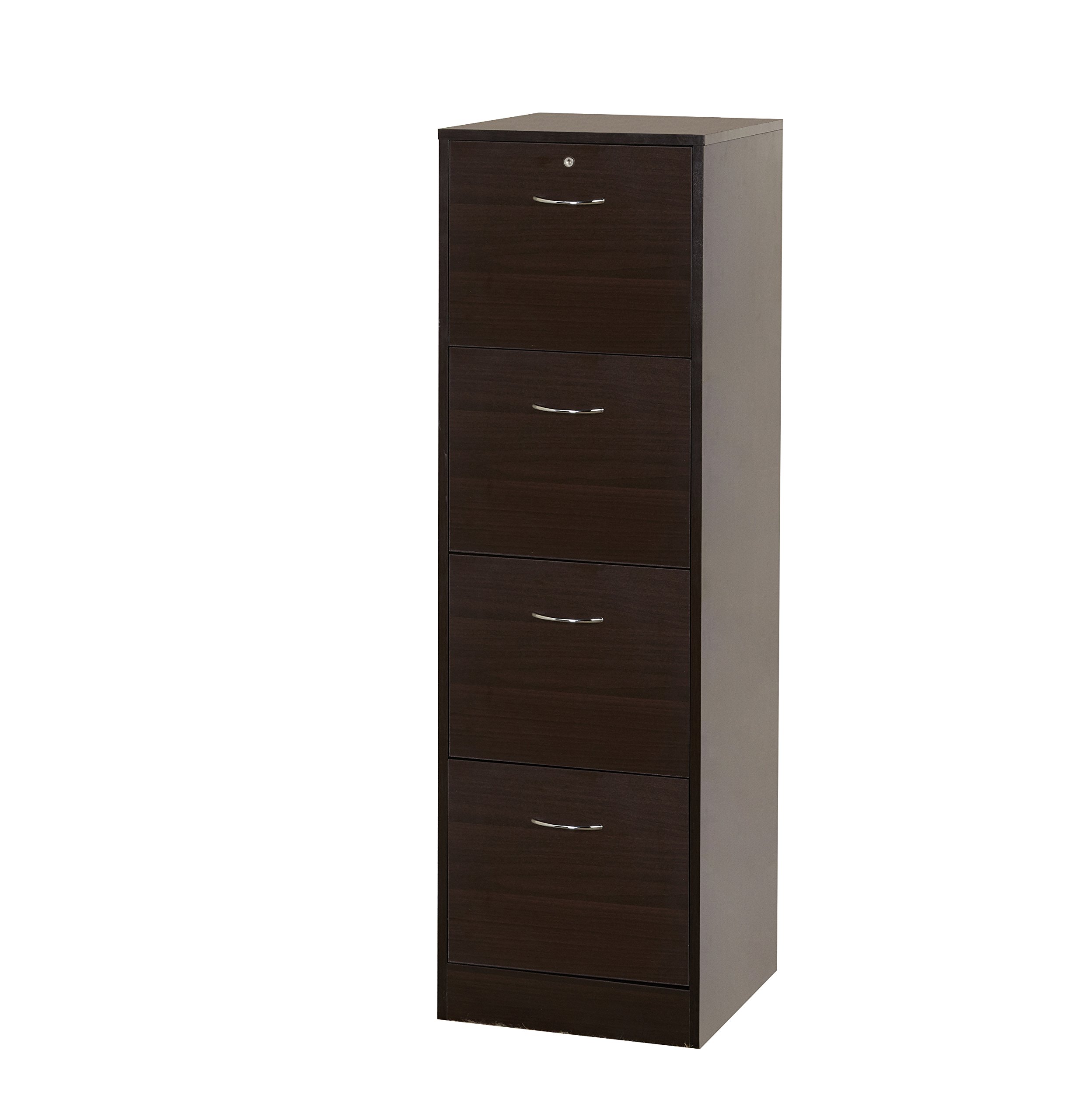 Target Marketing Systems Wilson Collection Modern 4 Drawer Filing Cabinet With Lock and Key, Espresso