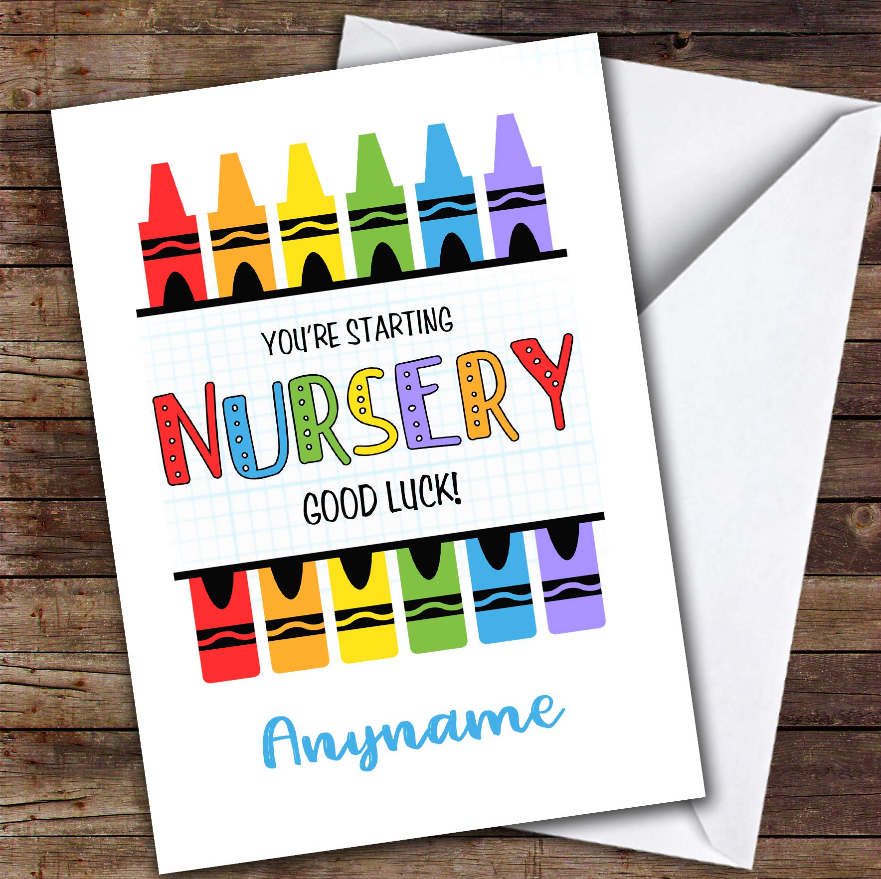 Starting Nursery Crayons Personalised Good Luck Card | Good Luck Card | Wishing You Luck Card