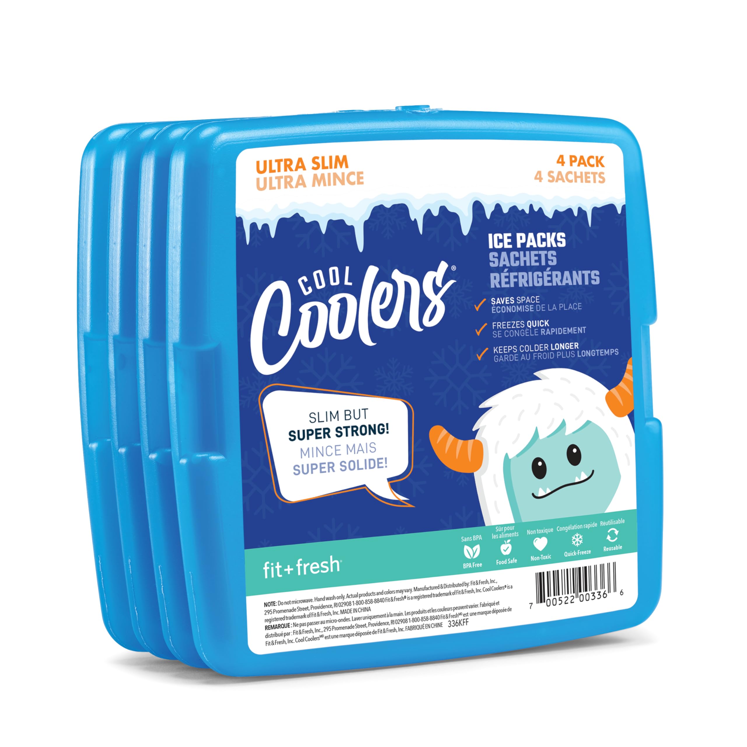 - Cool Coolers by Fit + Fresh, 4 Pack Slim Ice Packs, Space Saving Reusable Ice Packs for Lunch Boxes or Coolers, Blue, Single Pack