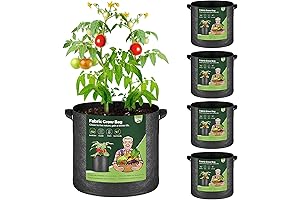 T4U Grow Bags with Handles - 7-Gallon, Pack of 5 Heavy-Duty Smart Garden Pots