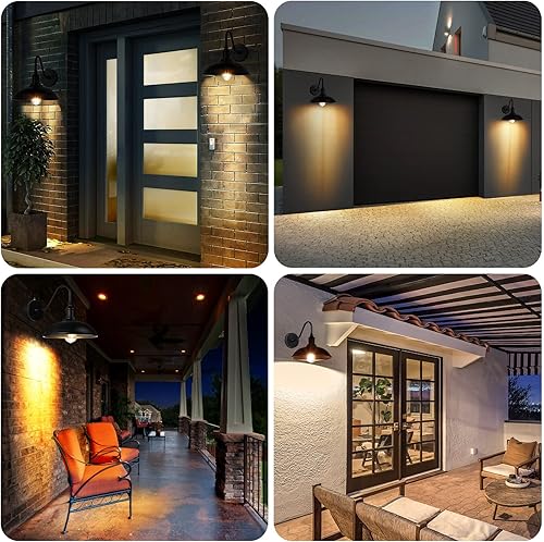 Miniatura 6 de Naurham Lámparas de granero para exteriores, del atardecer al amanecer, iluminación exterior de granja para casa con parte inferior antiestanque,