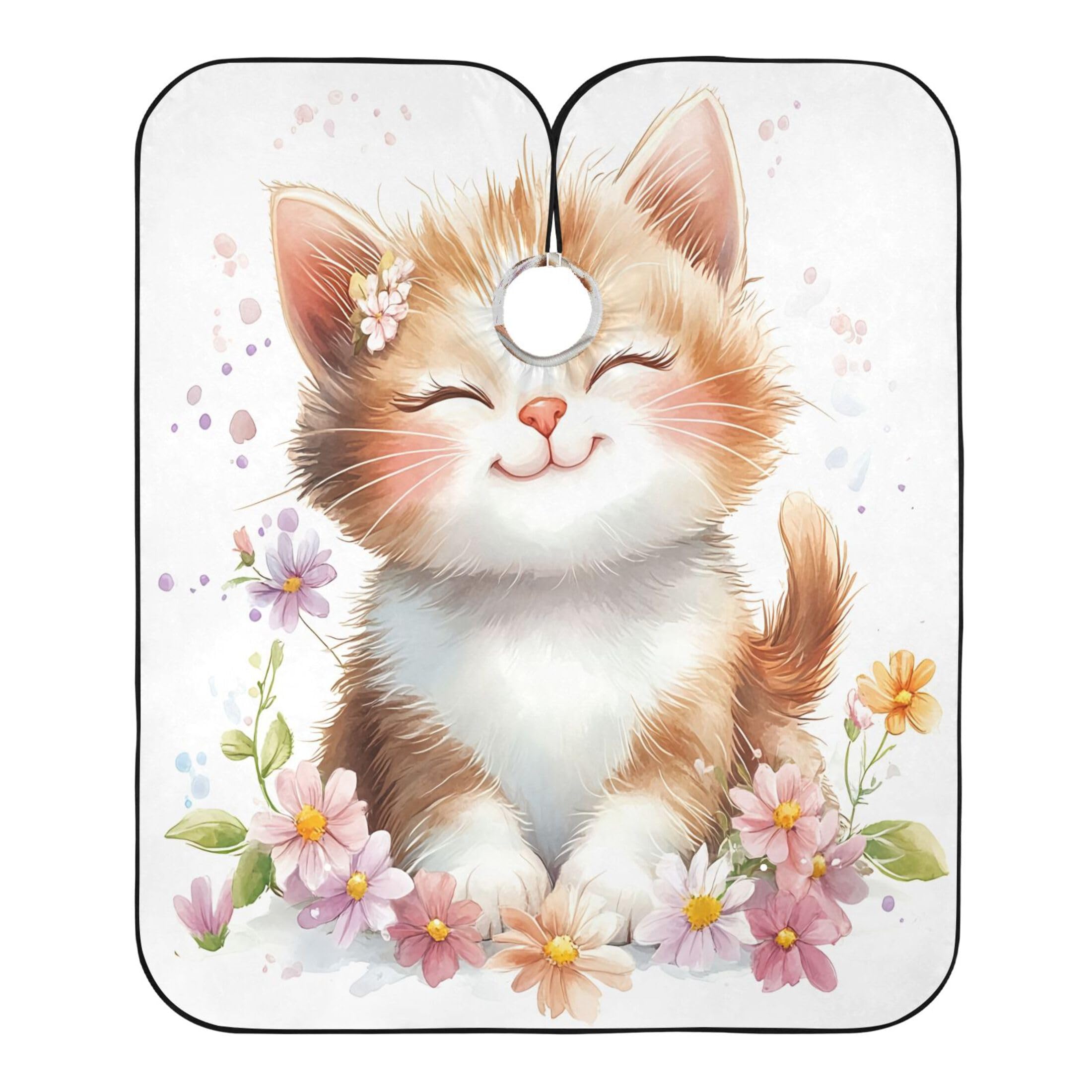 Takiito Cute Cat Barber Cape for Men, Waterproof Haircut Cape Hairdressing Cape Beard Apron Cape for Salon Home Use, 55x65 in
