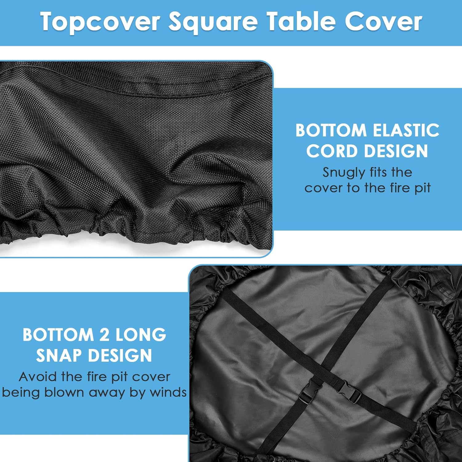 Outdoor Square Table Cover Waterproof Anti-UV Heavy Duty Square Table Covers for Outdoor Furniture,Windproof Patio Coffee & Dining Table & Table Top Cover Weatherproof,32"L×32"W×6"H