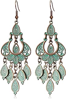 Unique Bohemian Vintage Bronze Chandelier Teardrop Flower Geometry Dangl...