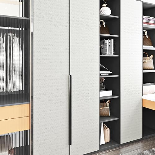 Miniatura 4 de Livelynine Papel tapiz tejido con textura blanca para pegar y pelar, para baño, dormitorio, vinilo prepegado en relieve, papel tapiz autoadhesivo