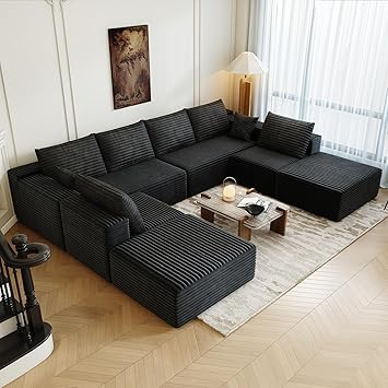 33% off: 139.4" Modular Sectional Sofa Couch, Oversized U-Shaped Minimalist Couches with 2 Ottomans Chaise and 2 …