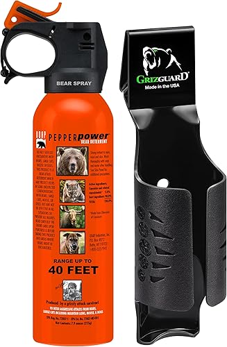 UDAP Pepper Power Magnum Bear Spray Self Defense Deterrent with Holster for Camping, Hiking, Fishing, Powerful Blast Pattern, 30 ft Fog Barrier,