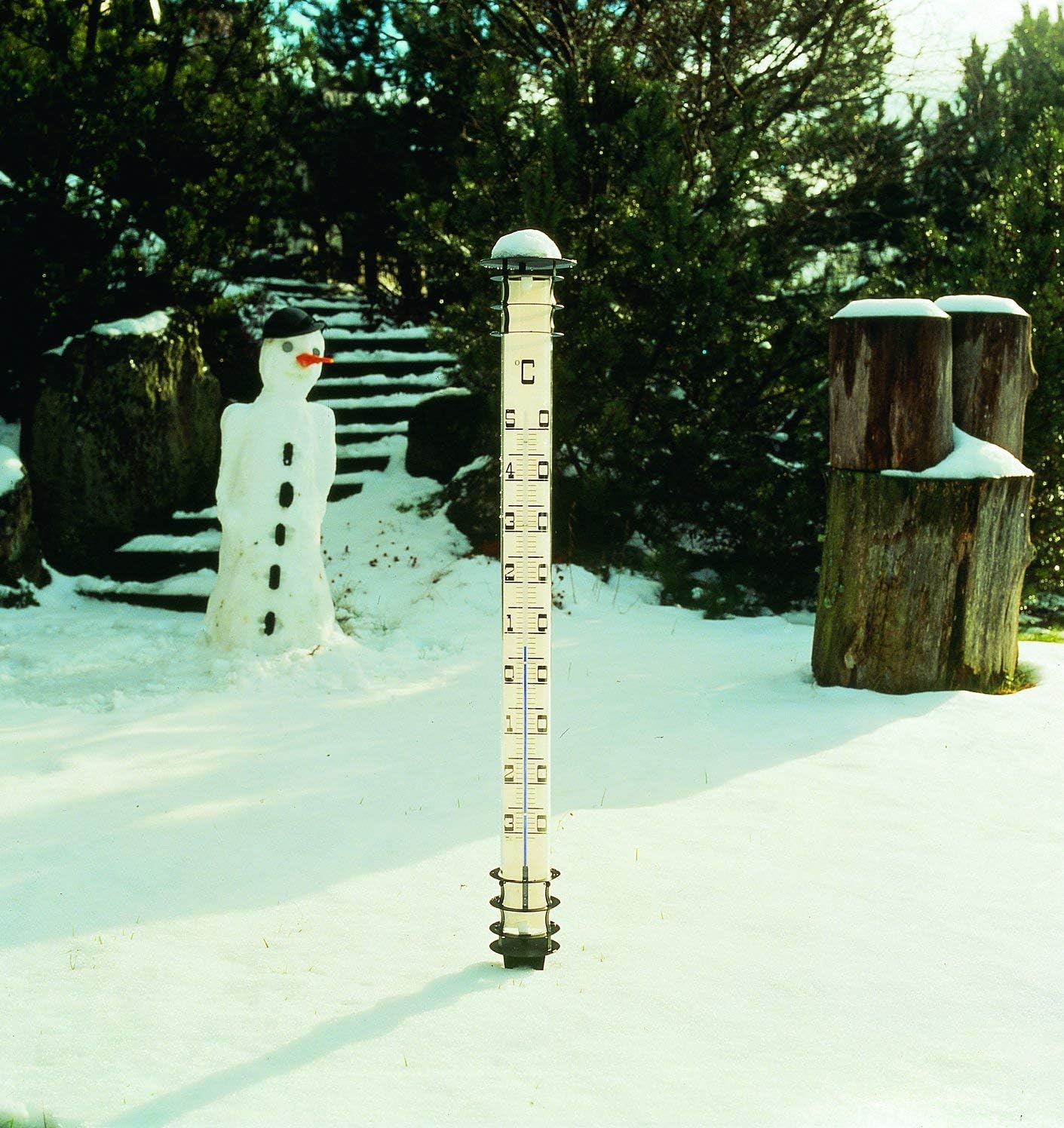 TFA Dostmann analoges Gartenthermometer Jumbo, 12.2002, mit Erdspieß, XXL Thermometer für Außen, 115cm groß, Außentemperatur messen, Gartendekoration, wetterfest, schwarz