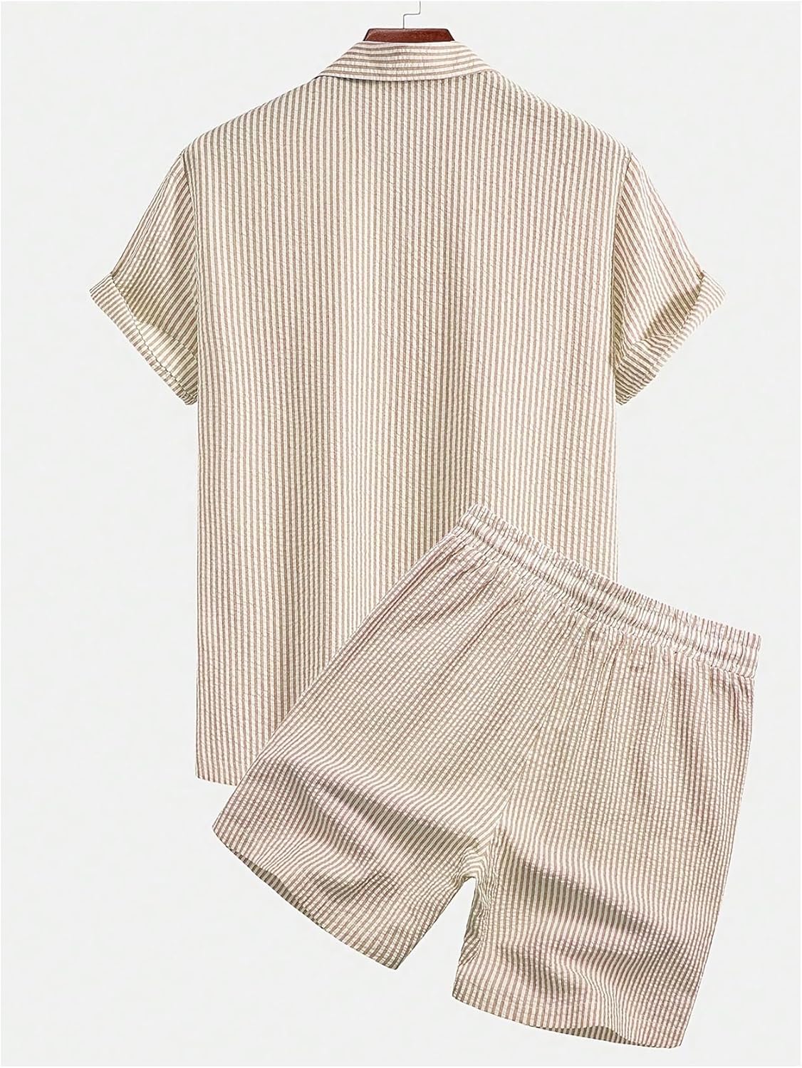 SOLY HUX Men's 2 Piece Outfits Striped Short Sleeve Button Down Shirts and Drawstring Shorts Summer Vacation Clothes