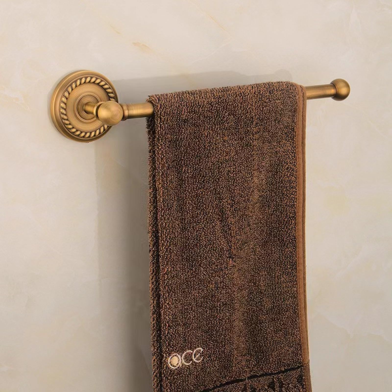 FGXHHS All Copper European Style Antique Towel Rack Twist Bath Bathroom Hardware Pendant Shelf Toilet Set, Rod