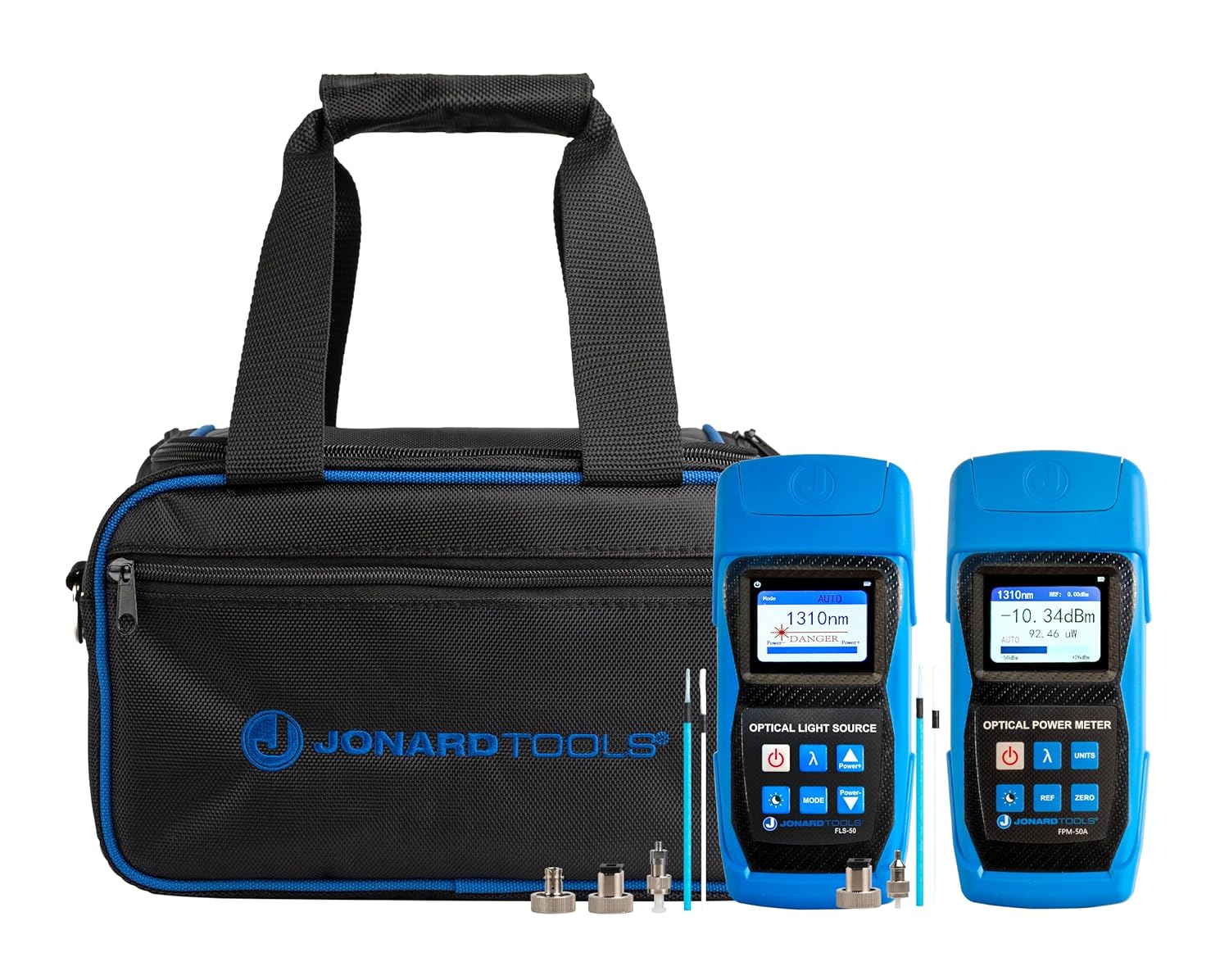 Jonard Tools FPM-50S Mini Optical Power Meter - 3-in-1 Tool, OPM (-50 to +26dBm), VFL, RJ45 Network Tester, 800-1650nm Range, FC & LC Adapters