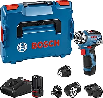 Bosch Professional 12V System GSR 12V-35 FC cordless drill/driver (incl. 4 FlexiClick adapters, 2x 3.0 Ah battery, GAL 12V-40 quick charger, in L-BOXX 102) – FlexiClick system