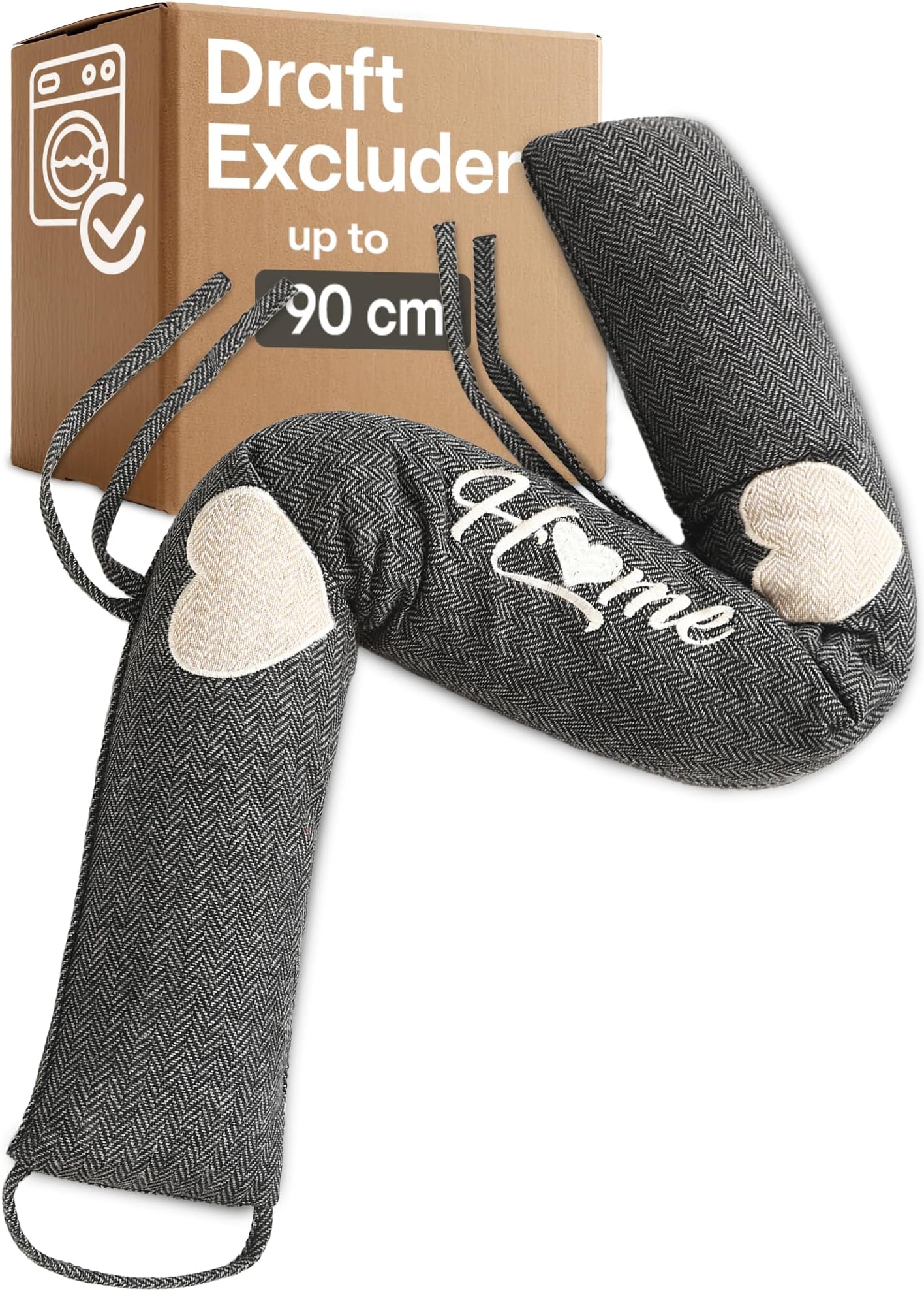 Praknu Draft Excluder for Doors & Windows - Draught Excluder Extra Heavy 90cm/35in - Removable & Washable - Simple Installation - No Glue or Drilling - Lower Your Heating Bills