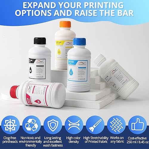 Miniatura 7 de NGOODIEZ Paquete completo de impresión DTF: adhesivo en polvo blanco de 17.64 oz, 25 hojas de película de transferencia mate A4 y kit de recarga de