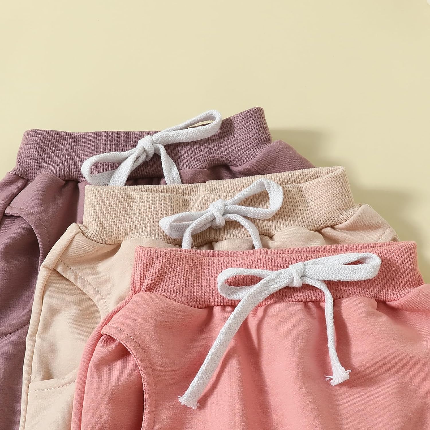 Toddler Baby Boys Girls Sweatpants 3 Pack Solid Color Elastic Waist Bottom Pants Newborn Infant Trousers - Image 4