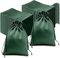 Vista 6 de Efavormart - Paquete de 60 bolsas de satén verde cazador para fiesta de boda, bolsa con cordón para regalo, 6 x 9 pulgadas