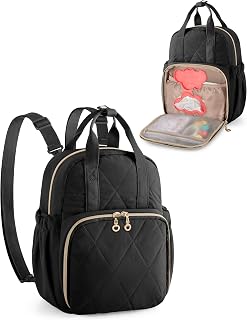 Fasrom Small Diaper Bag Backpack, Mini Diaper Purse Crossbody Bag for Women | Insulated Bottle Pockets, Compact Design for Baby Essentials, Lightweight Carry for Daily Use and Travel, Black