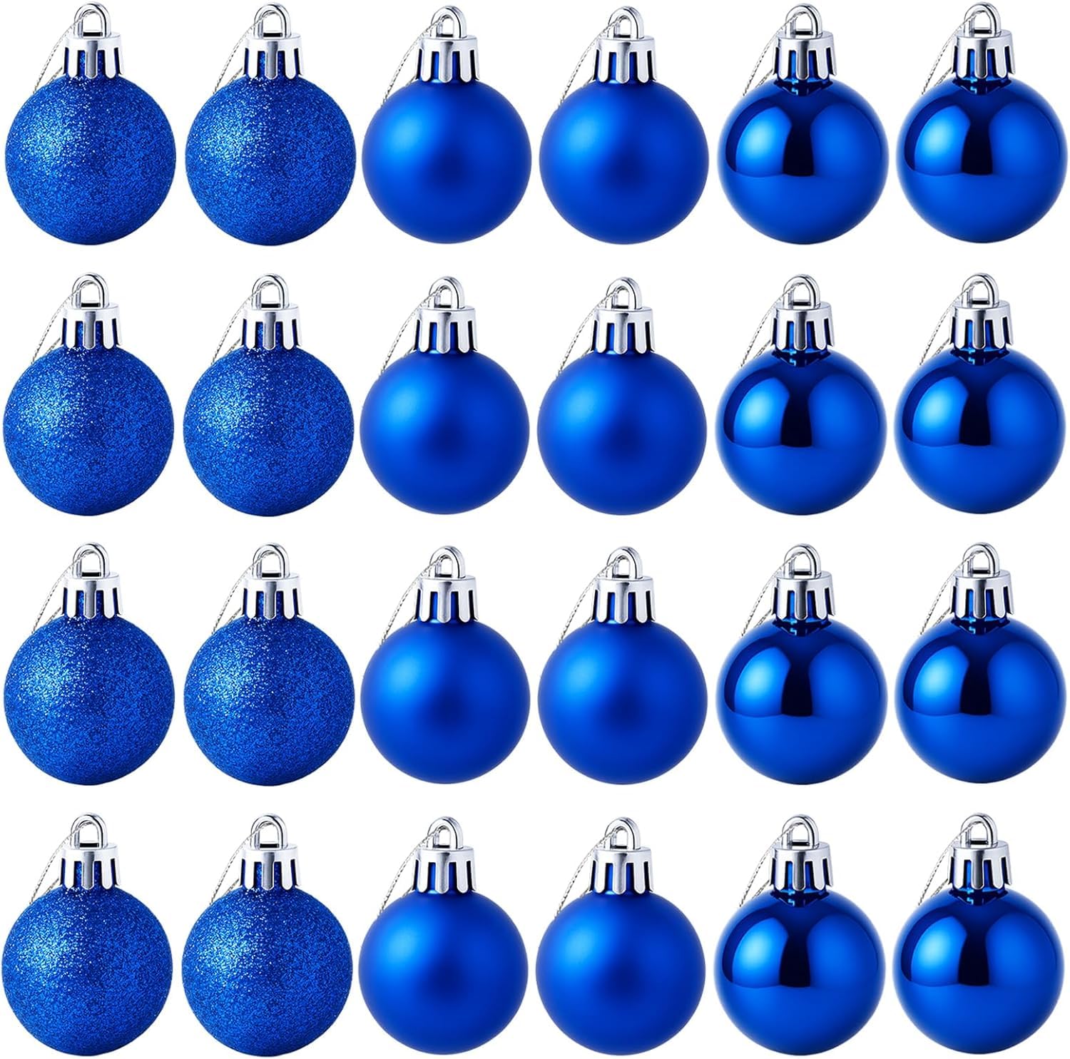 Blue Christmas Ball Ornaments - 24 Pcs -9