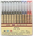 Stylo d'encre Gel Style japonais Stylos de roller à encre liquide séchage rapide 0.35mm Ultra Pen de fabricant de points de balle de pointe Premium pour la papeterie de bureau,12 Pcs/Set, noir