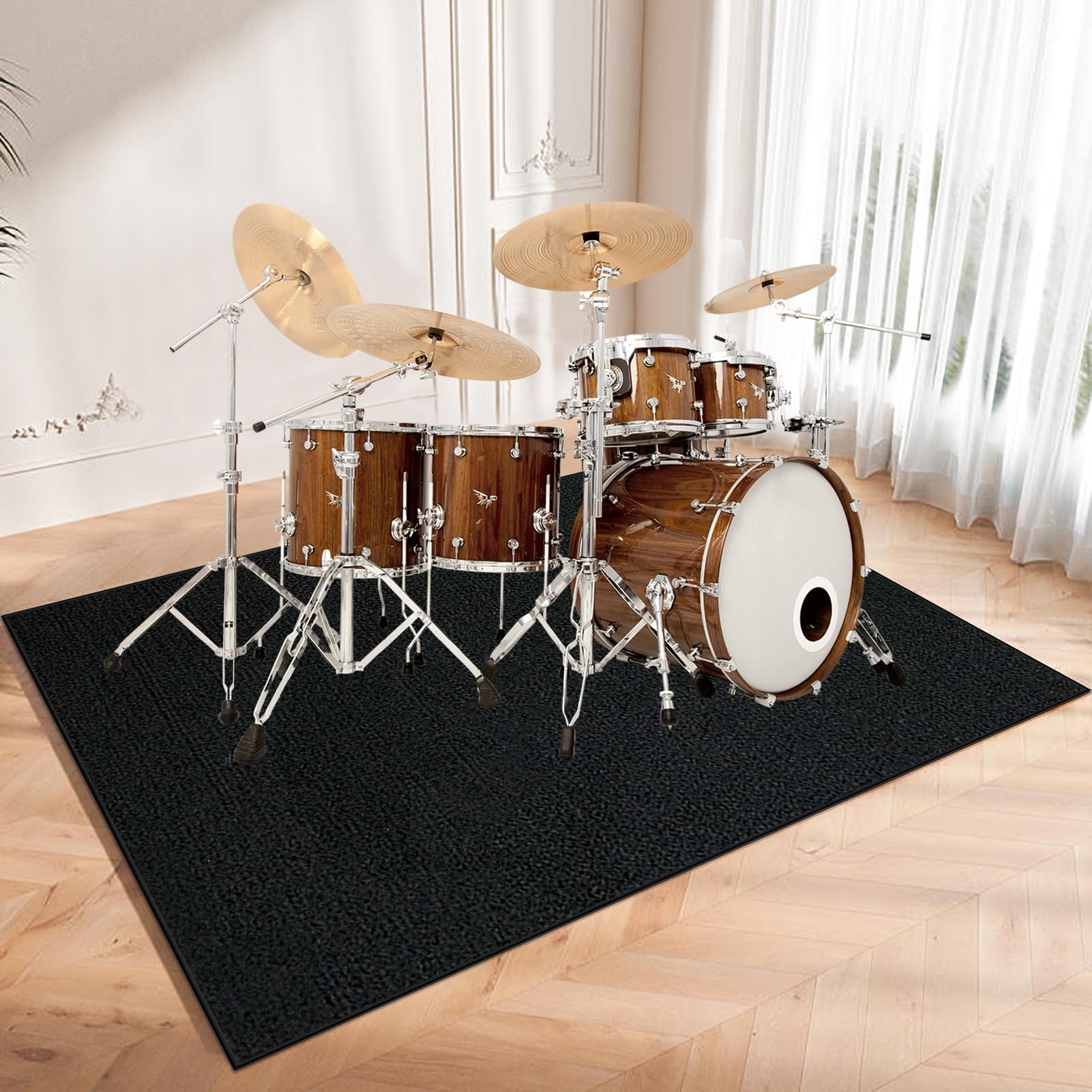 Tappeto per Batteria, Tappetino per Batteria e Percussioni 120 x 70 cm Tappeti Rettangolari Antiscivolo per Batteria Elettroniche Rullante Acustica Grancassa, Tappeto a Tamburo Insonorizzato