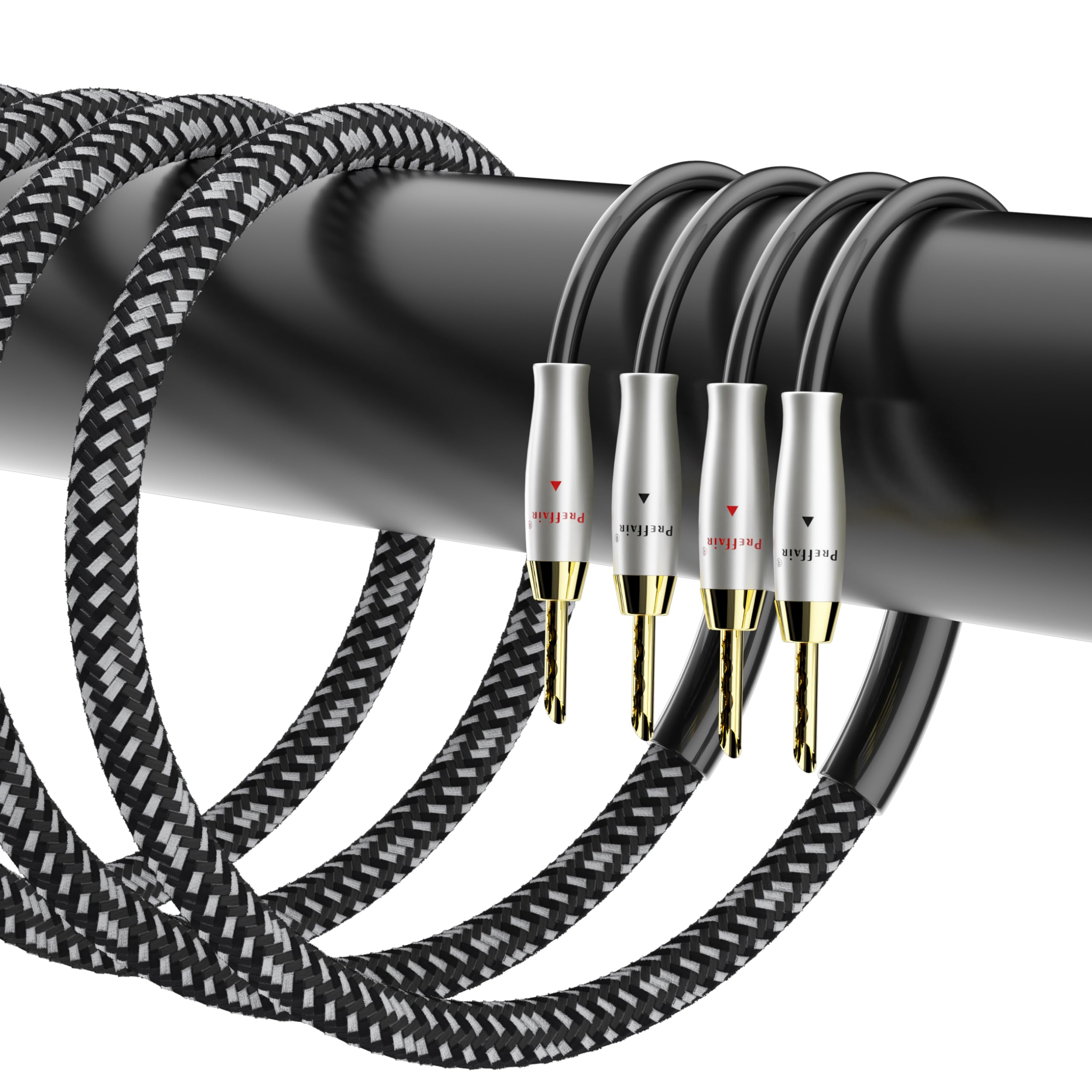スピーカーケーブル OFC 銀導体 金メッキ端子2本 Amazon | Preffair 1ペア 14AWG/2mm2 HiFiスピーカーケーブル OFC 銅