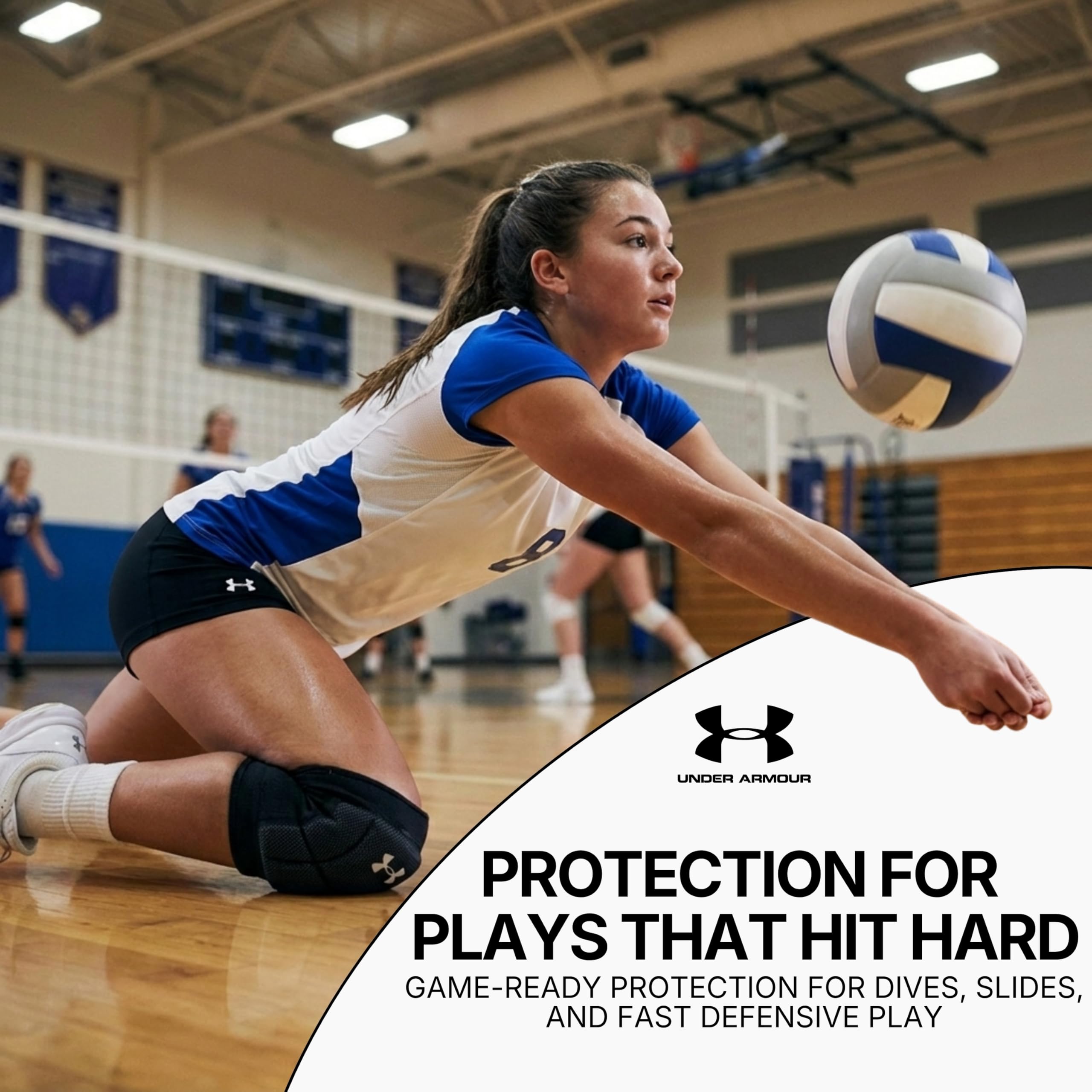 Under Armour Volleyball-Knieschützer, leicht, langlebiger Schutz auf dem Platz, Größen für Jugendliche und Erwachsene