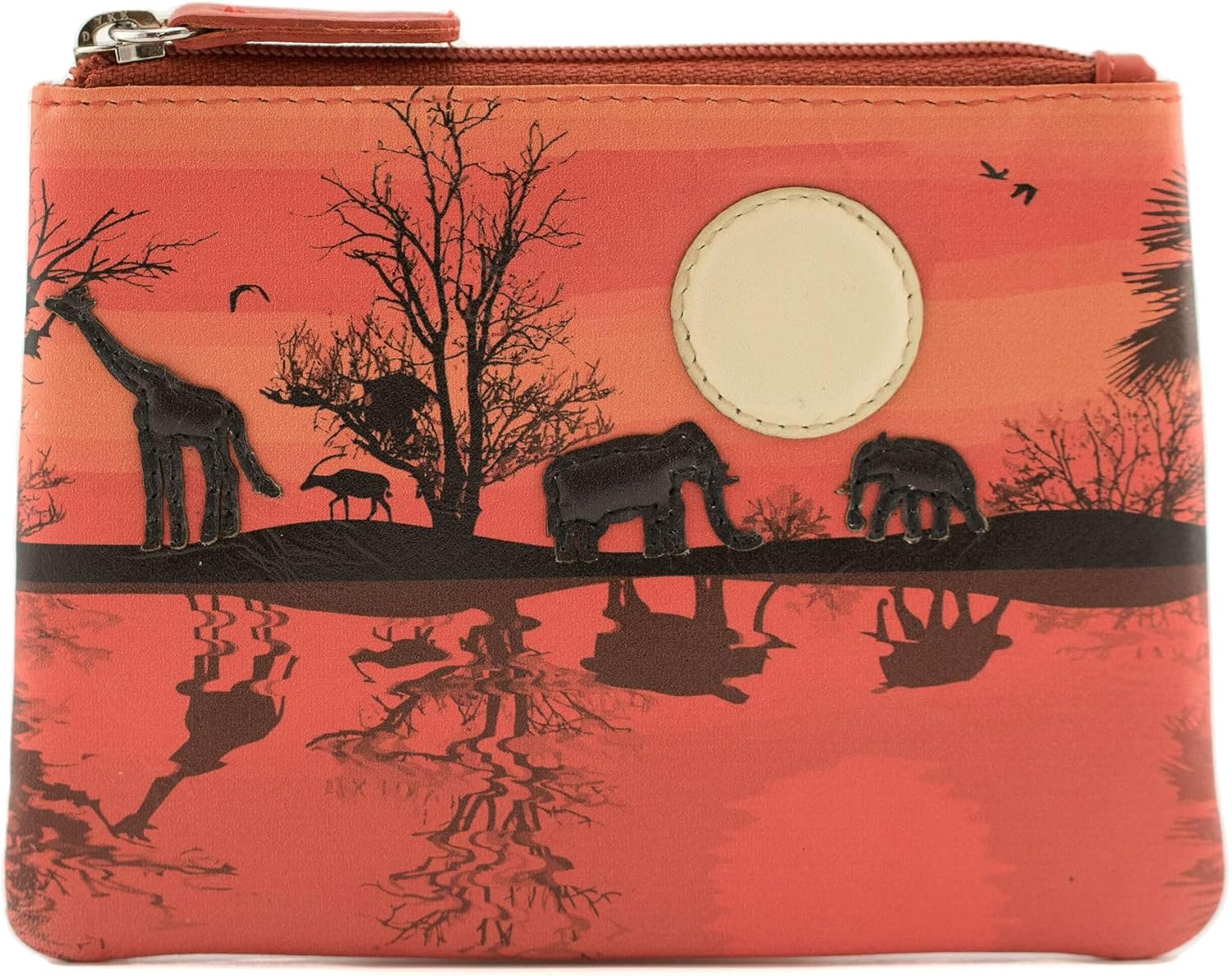 Mala Leather Monedero De Cuero Para Monedas - Diseño Impreso Y Con Apliques, 12x8x1 Cm, Cremallera Superior