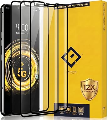 DUNSIHUI 3 Pack Screen Protector for L G V50 ThinQ,Anti-Scratch 9H Hardness Full Coverage For L G V50 ThinQ Black Edges Silk Print Tempered glass Protector Film.