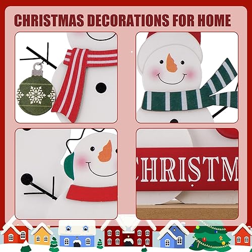 Miniatura 4 de Decoraciones navideñas para el hogar, casa de campo, decoración de Feliz Navidad, letrero de muñeco de nieve de madera para interiores, muñeco de