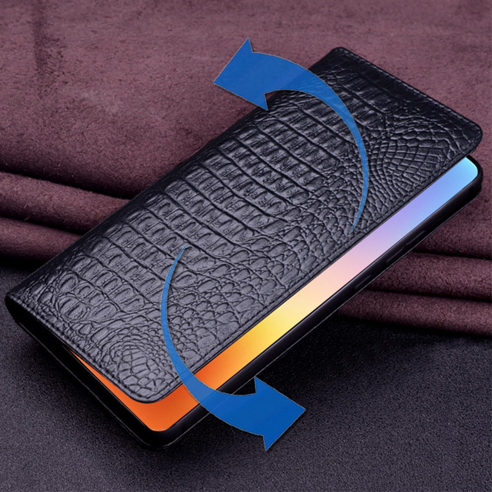 Etui z prawdziwej skóry do Huawei Pura 90 Pro Max / 90 Pro / 90, cienkie etui na telefon komórkowy z klapką z podszewką z mikrofibry, czarne, 90 Pro Max